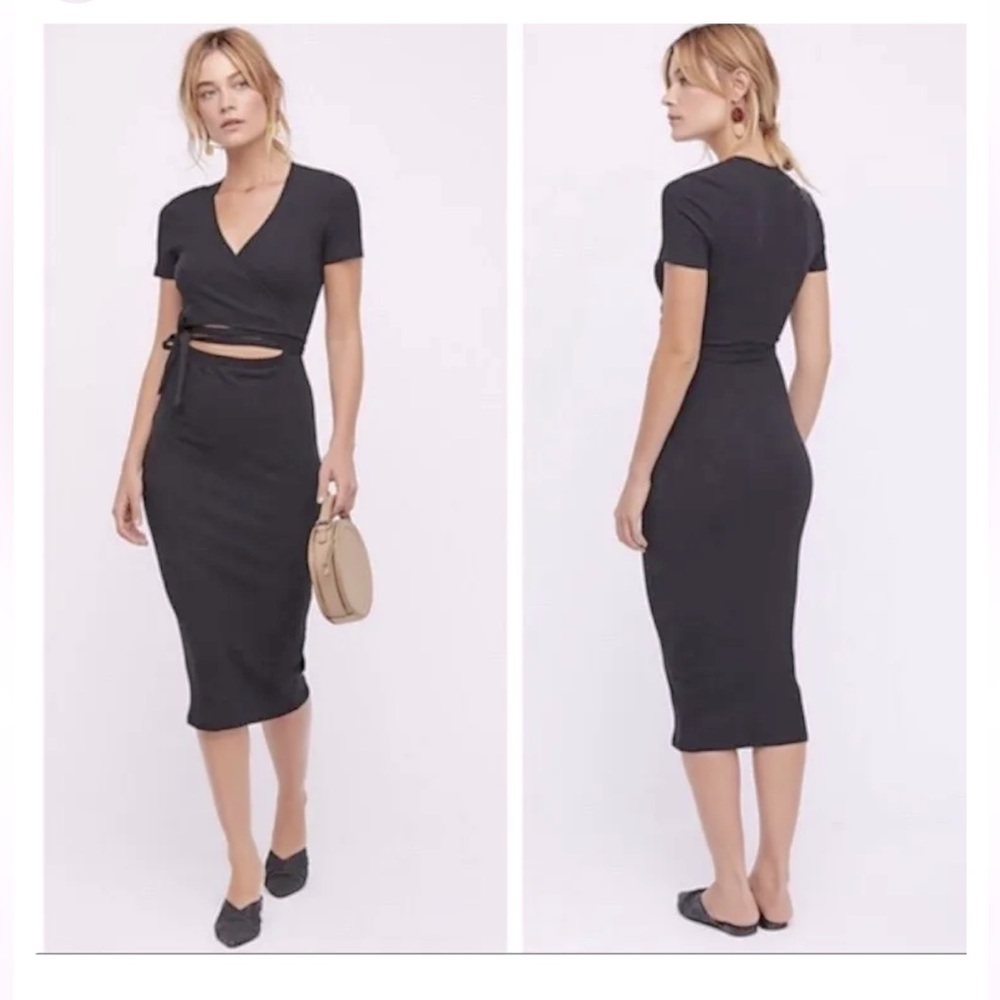 Free People Beach Vroom Vroom MIDI Cutout Wrap Bodycon Dress